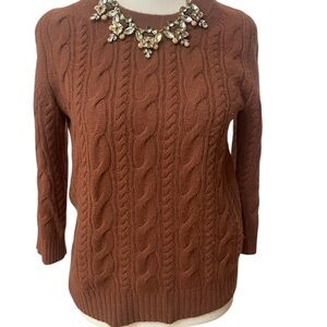 JCrew Cashmere Cable Knit Brown Sweater